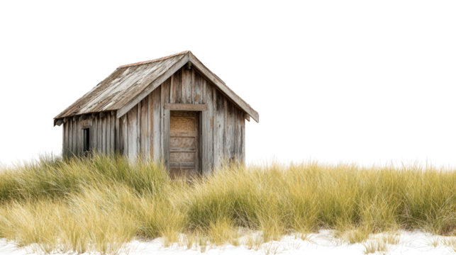 Abandoned Shed in Field background isolated on a Transparent background, PNG file.
