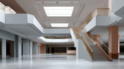 Abandoned Shopping Mall background isolated on a Transparent background, PNG file.