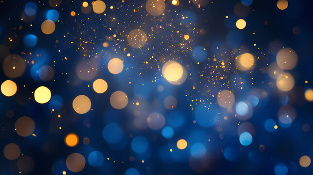 Blue and gold Abstract background and bokeh on New Year's Eve.