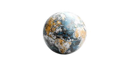 A detailed globe digital rendering isolated on white background