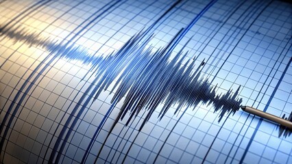 Seismograph recording of ground movement with visible vibrations