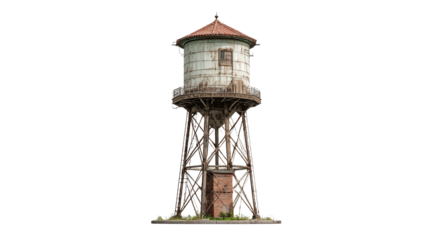 Abandoned Water Tower background isolated on a Transparent background, PNG file.