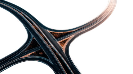 Aerial View of Highway background isolated on a Transparent background, PNG file.