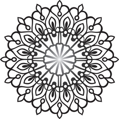 Intricate Black Mandala Design Vector – Floral Circular Pattern with Radiating Symmetry