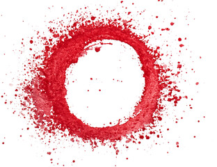 A vibrant red watercolor circle splash isolated on transparent background