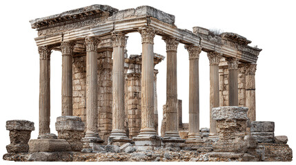 Obraz premium Ancient Roman Ruins background isolated on a Transparent background, PNG file.
