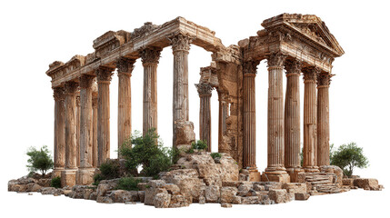 Fototapeta premium Ancient Roman Ruins background isolated on a Transparent background, PNG file.