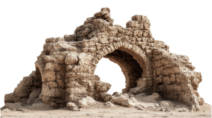 Ancient Stone Ruins in the Desert background isolated on a Transparent background, PNG file.