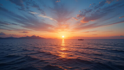 Beautiful ocean sunset wallpaper background for desktop and mobile phone screensavers and social media posts