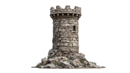 Ancient Stone Tower background isolated on a Transparent background, PNG file.