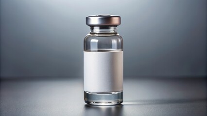A ampoule with a medication label on a gray background