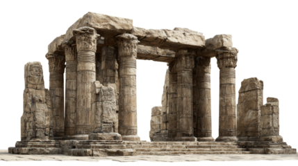 Ancient Temple Ruins background isolated on a Transparent background, PNG file.