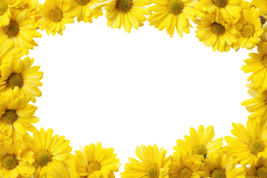 Yellow flower frame on black background