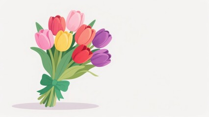 Fototapeta premium Create a Beautiful Bouquet: Colourful Tulips Blooming in a Vibrant Bunch of Flowers for Every Occasion