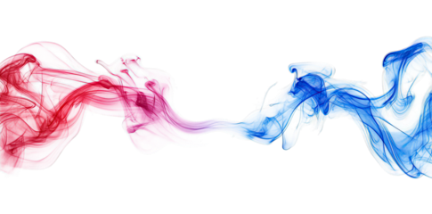 Abstract Swirling Red And Blue Smoke On A Transparent Background