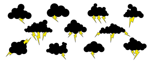Set of cartoon cloud in a flat design. White cloud collection.
