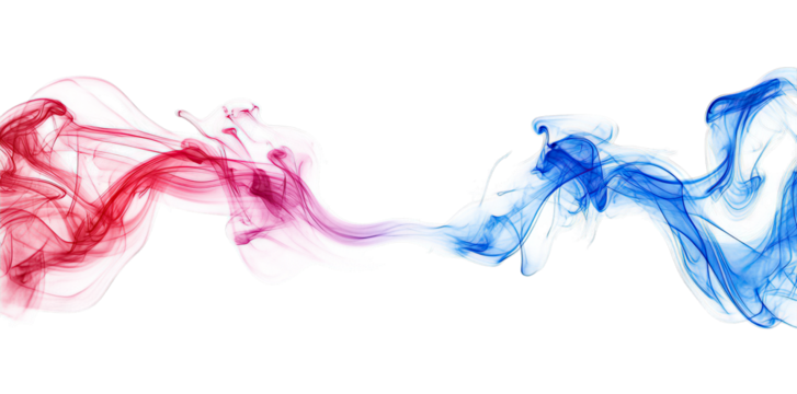 Abstract Swirling Red And Blue Smoke On A Transparent Background