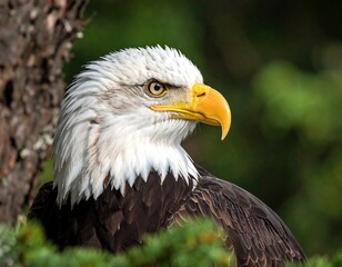 Obraz premium Bald eagle portrait in natural habitat (1)