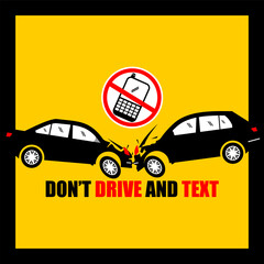 Stop, Don't drive and text, poster vector