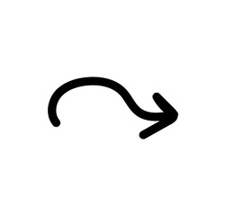Curved Black Arrow Abstract Directional Icon