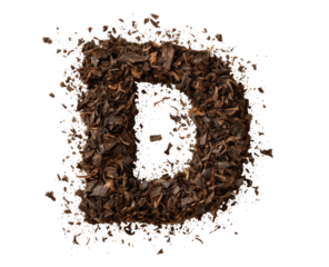 Tea leaves form a letter D