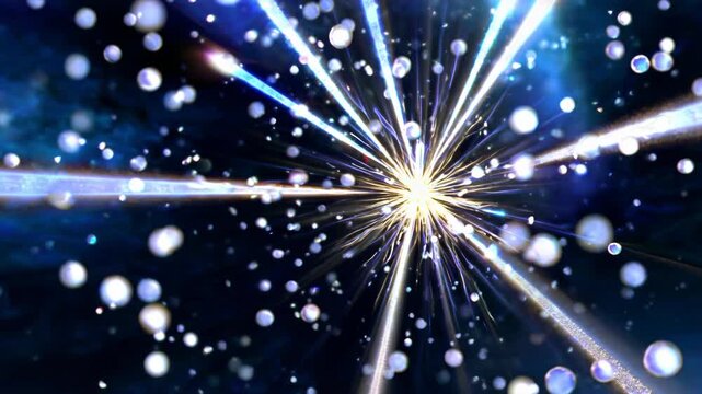 Abstract illustration of a vibrant, energetic burst of light with bokeh effect, evoking a sense of dynamism and cosmic energy