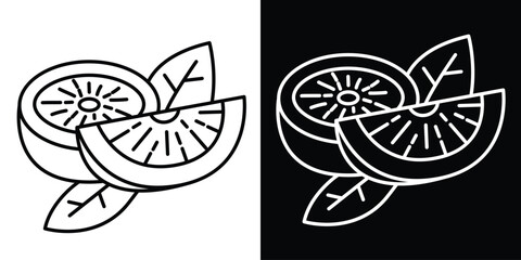 A minimalist line art icon of a tropical citrus fruit. Vector illustration for concepts of healthy eating, fresh produce, and nature.