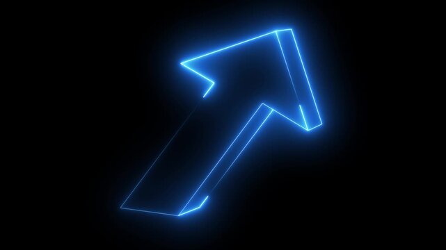 3d blue arrow, Bright blue colored hunting arrows. Right arrow fixed icon. Arrow on target. refers to direction. A neon down business graph icon displays a glowing,graph icon,