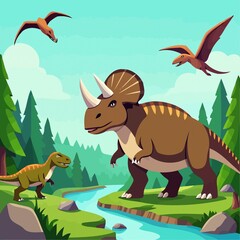 dinosaurs in the woods