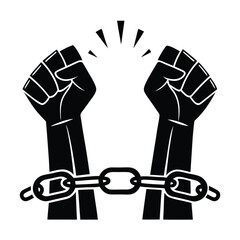 Breaking Free from Chains Two Fists Breaking Apart Shackles Symbolizing Freedom and Liberation