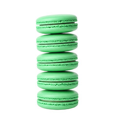 Stack of Green Macarons on a Transparent Background, Png, White Background