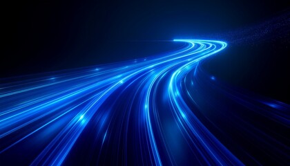 Floating blue network with glowing connection nodes on dark background