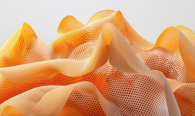 Abstract dotted membrane background with smooth orange and white waves