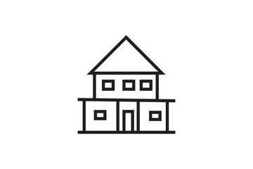 House single line icon vector illustration, ideal for real estate, property, and residential design