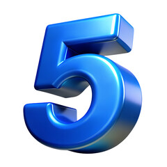 3D Blue Number 5 Icon | Modern Plastic Numeric Symbol | Bold Digit for App, UI, Web, Logo, Design