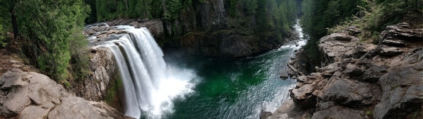 Fototapeta premium Panoramic hdr waterfall views nature reserve high-quality 360 degree landscape photography