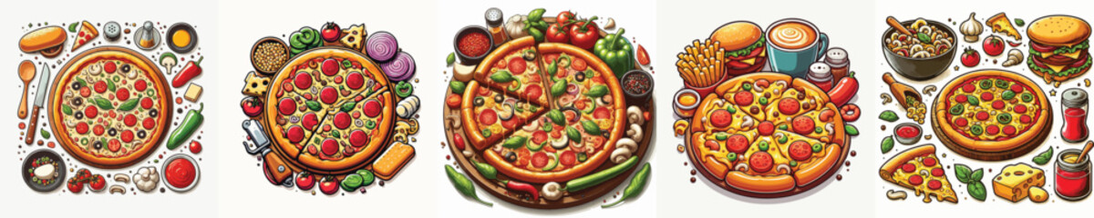 vector image of pizza food on a white background