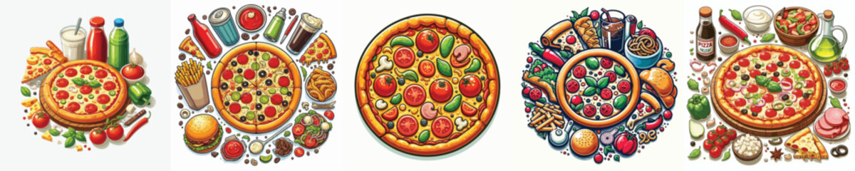 vector image of pizza food on a white background