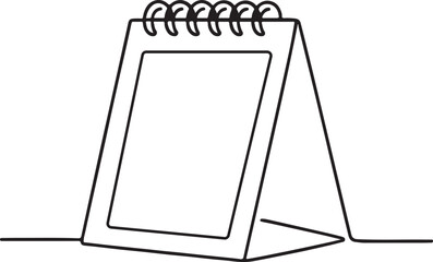 Continuous Line Art Spiral Desk Calendar Icon Vector Illustration