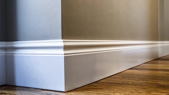 White baseboard trim at an interior corner