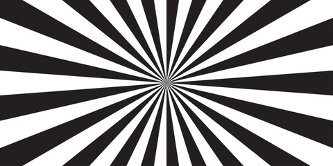 Abstract black and white sunburst background with explosion sunbeam pop art rays. geometric ray sun texture design wallpaper.	
