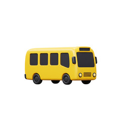 Adorable 3D Render of a Yellow School Bus Model:  A Fun and Whimsical Illustration of Transportation