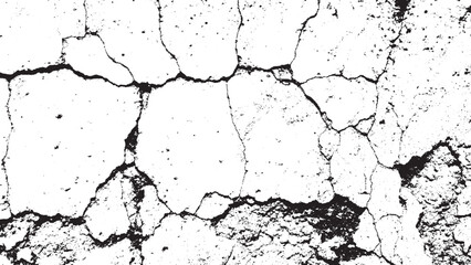 Distressed Cracked Grunge Texture Black and White Abstract Vector Background