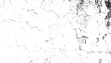 Black White Grungy Texture, Distressed Wall Crack Overlay, Abstract Aged Concrete Surface Vector