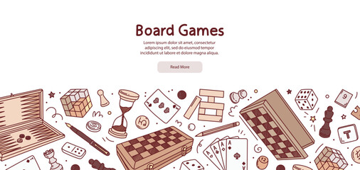 A website border of hand-drawn board games.