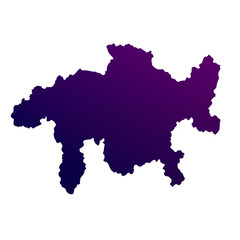 Swiss Canton Grisons map isolated on transparent white background. Blue and purple gradient textured map isolated on transparent png
