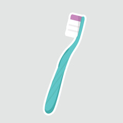 Cartoon-style vector illustration of a toothbrush with a green handle, perfect for hygiene and personal care designs