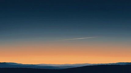 Fototapeta premium Tranquil twilight landscape with a distant mountain range.