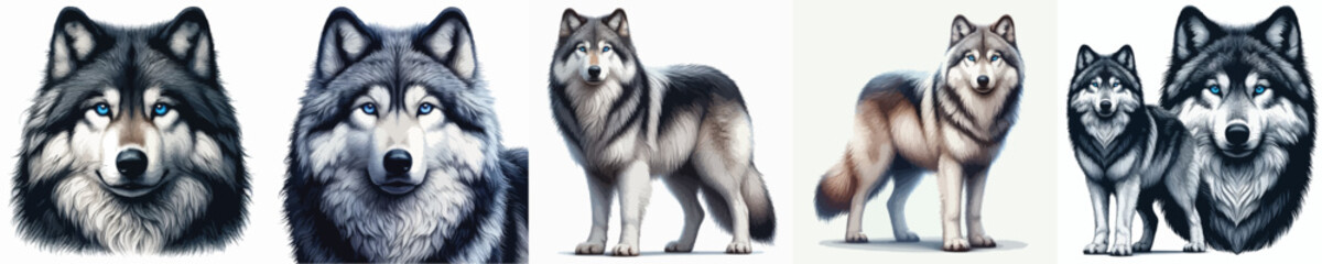 vector image of a wolf with a white background