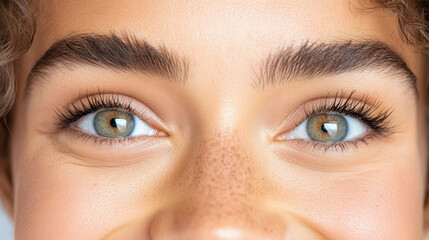 Obraz premium Joyful eyes sparkling with happiness, showcasing bright smile and youthful energy